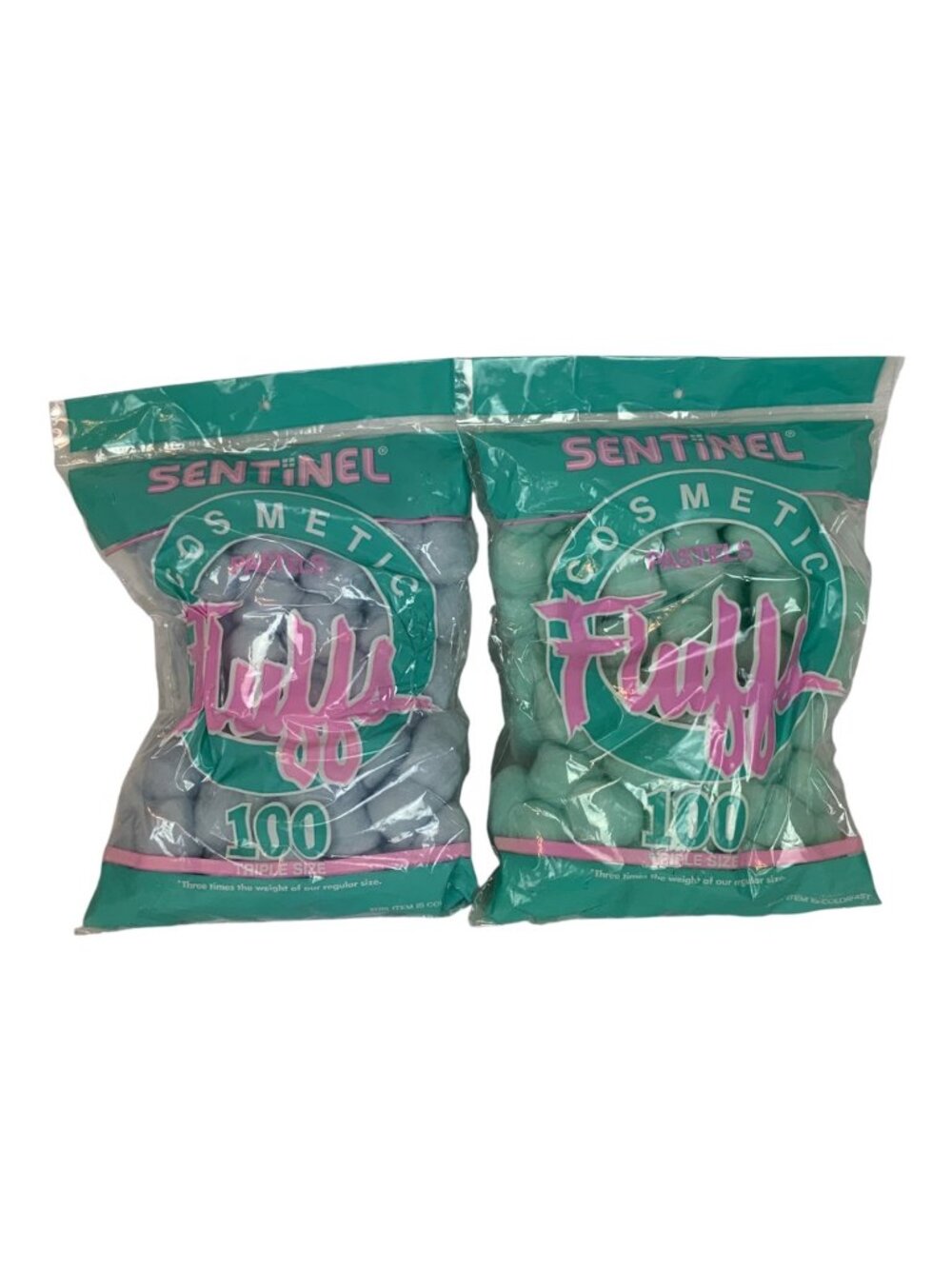 Vintage Sentinel Pastel Cosmetic Fluffs Cotton Balls Green Blue 100 Count Each